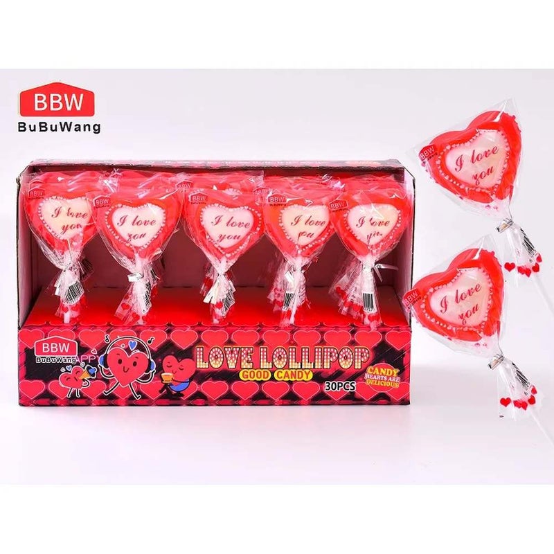Love Lollipop Candy Heart Shape Lollipop- 30X16 gms - Image 1