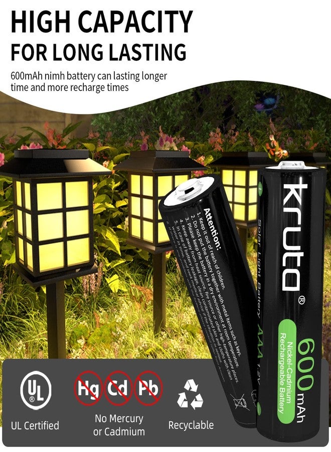 Kruta 20-Pack Rechargeable AAA Batteries, 1.2v 600mAh NiMH Precharged Triple A Solar Batteries for Outdoor Solar Lights and Household Devices, Low-self Discharge, Anti-Leak (Pack 20) - Image 4