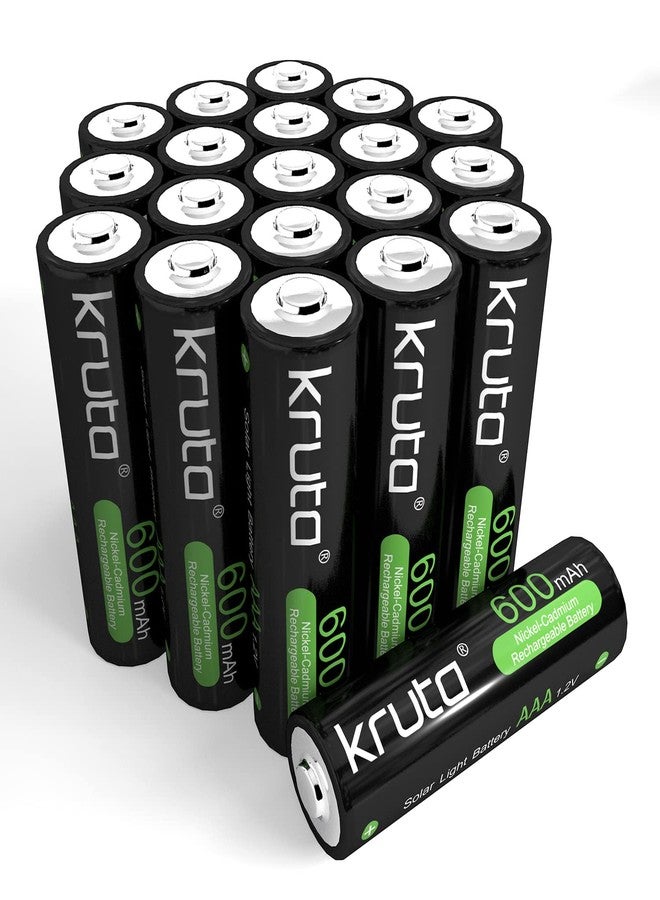 Kruta 20-Pack Rechargeable AAA Batteries, 1.2v 600mAh NiMH Precharged Triple A Solar Batteries for Outdoor Solar Lights and Household Devices, Low-self Discharge, Anti-Leak (Pack 20) - Image 1