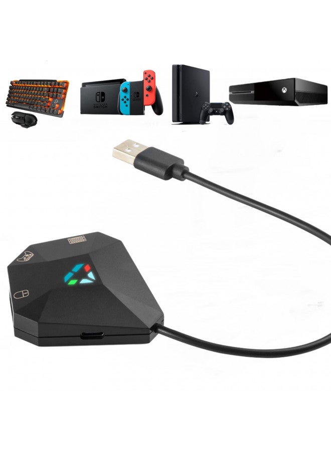 Wired Keyboard and Mouse Adapter for Nintendo Switch/PS4/PS3/Xbox One/Xbox 360 Host Series & for Nintendo Switch Console, Mouse and Keyboard Converter Support Custom Mapping & Reset Button Function