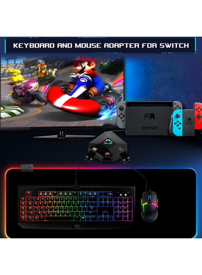 Wired Keyboard and Mouse Adapter for Nintendo Switch/PS4/PS3/Xbox One/Xbox 360 Host Series & for Nintendo Switch Console, Mouse and Keyboard Converter Support Custom Mapping & Reset Button Function