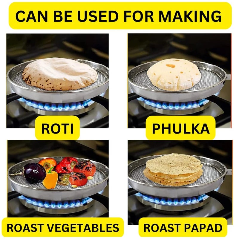 Ashmen Phulka Grill Tawa Jali for Kitchen Cooking Cooking Stainless Steel Papad Jali Mesh Brinjal Roaster Roti Grill Basket Pack of 1 - Image 3