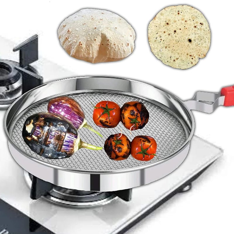 Ashmen Phulka Grill Tawa Jali for Kitchen Cooking Cooking Stainless Steel Papad Jali Mesh Brinjal Roaster Roti Grill Basket Pack of 1 - Image 1