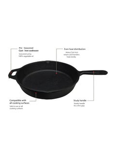 COOKBEAT cookbeat Classic PreSeasoned Cast Iron Induction Compatible SkilletFry Pan Diameter 10 inches 26 cms Black  - Image 4