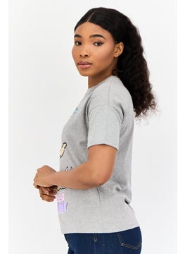 Looney Tunes Women Crew Neck Short Sleeve Graphic Print T-Shirt, Grey  - Image 4