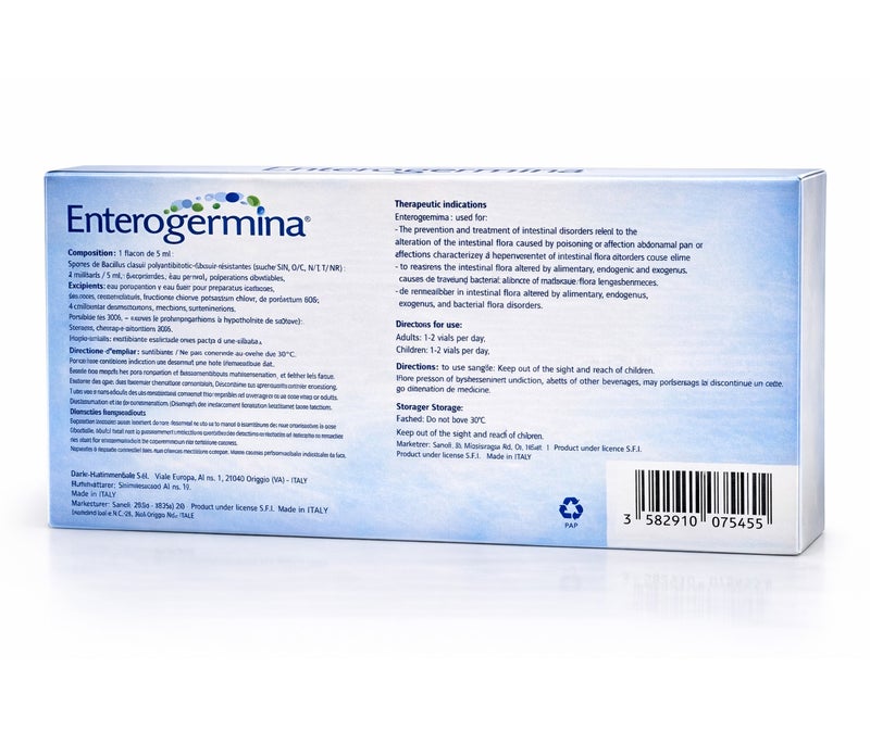 Enterogermina Oral Suspension 5ml 10 Vials (Probiotic for Digestive Health) - Image 2