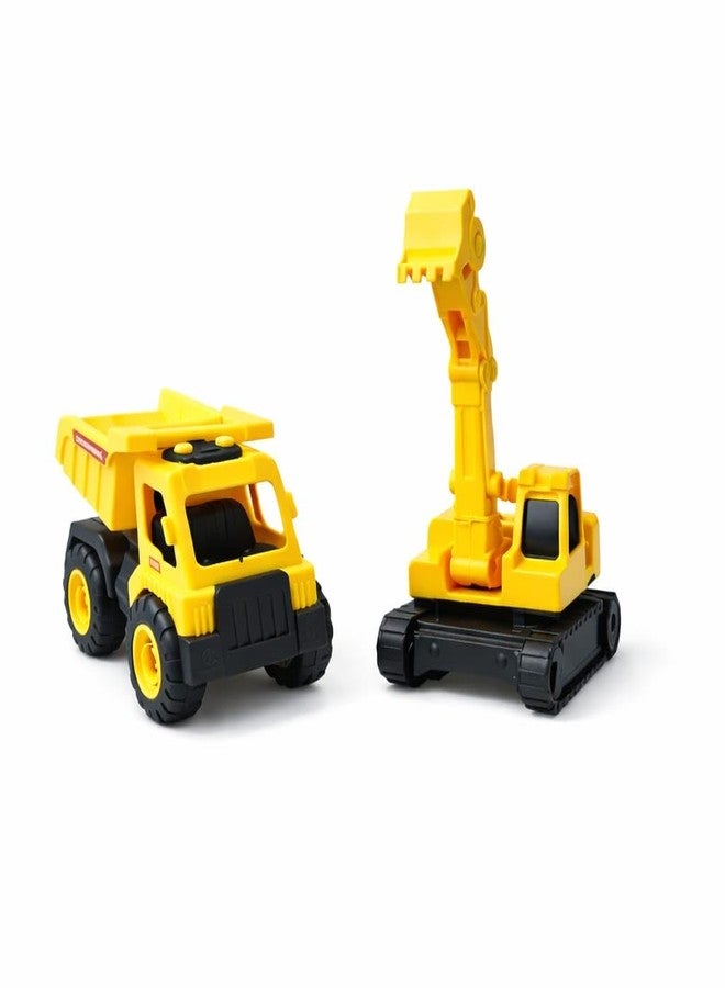 LIZTORA Big Size Construction Vehicle Toy Set for Kids (Any 2) | Pull Back Dumper Truck, Excavator JCB, Cement Roller, Crane Engineering Vehicles | Heavy Duty Toy Trucks for Boys & Girls Age 2–9 Years - Image 1