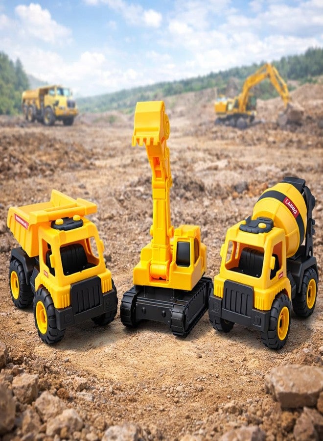 LIZTORA Big Size Construction Vehicle Toy Set for Kids (Any 2) | Pull Back Dumper Truck, Excavator JCB, Cement Roller, Crane Engineering Vehicles | Heavy Duty Toy Trucks for Boys & Girls Age 2–9 Years - Image 4