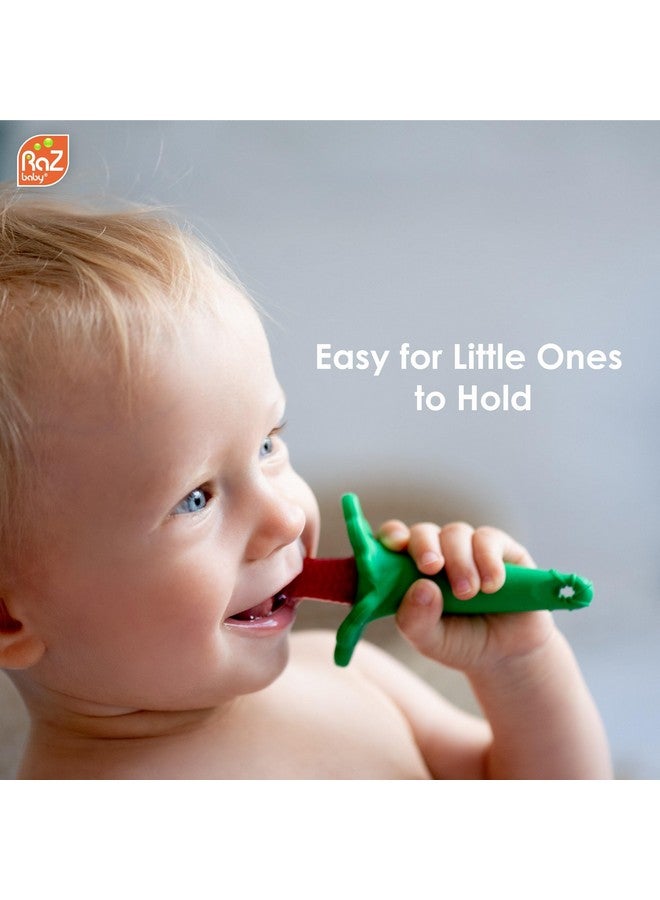 Razbaby Razberry Baby Teether & Toothbrush, Berrybumps Soothe And Massage Sore Gums, Perfectly Sized, 1 Oz - Image 3