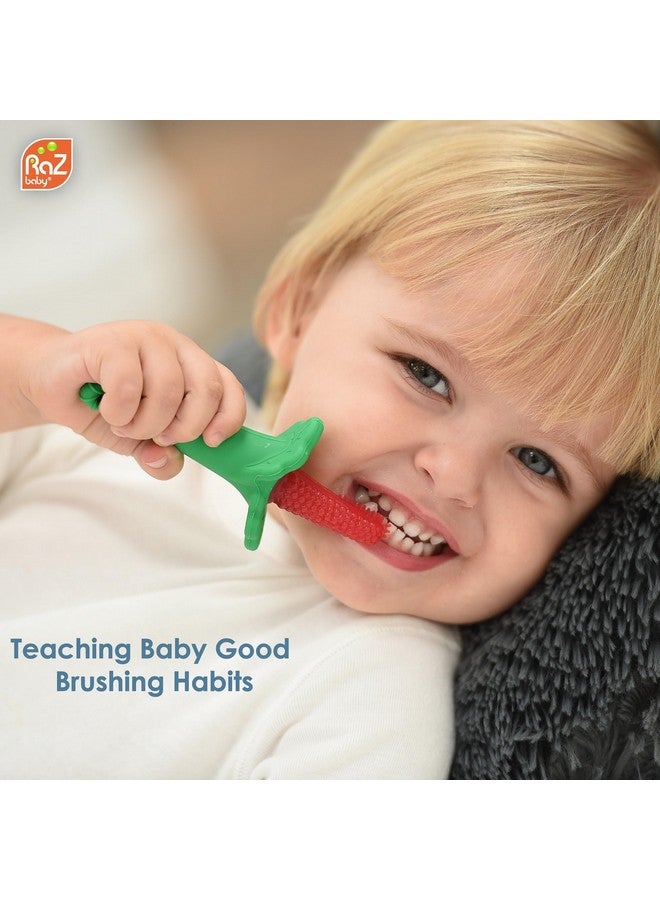 Razbaby Razberry Baby Teether & Toothbrush, Berrybumps Soothe And Massage Sore Gums, Perfectly Sized, 1 Oz - Image 2