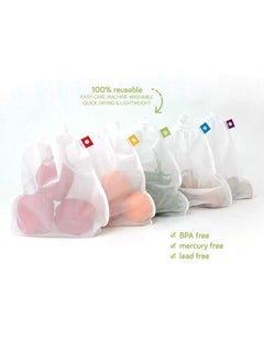 Oasisgalore Reusable Produce Bags Washable Mesh Bags for Fruits Vegetables Storage，Eco Friendly Net Bags 5 Pack  - Image 3