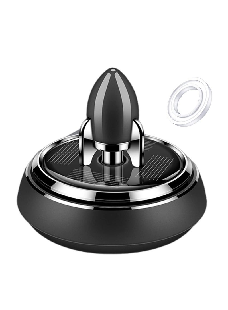 SYOSI Car Air Fresheners with Solar Rotating, Aluminium Alloy Rocket Car Aromatherapy Diffuser Airplane Interior Decoration Accessories Diffuser for Car Office Home (Black) - Image 1