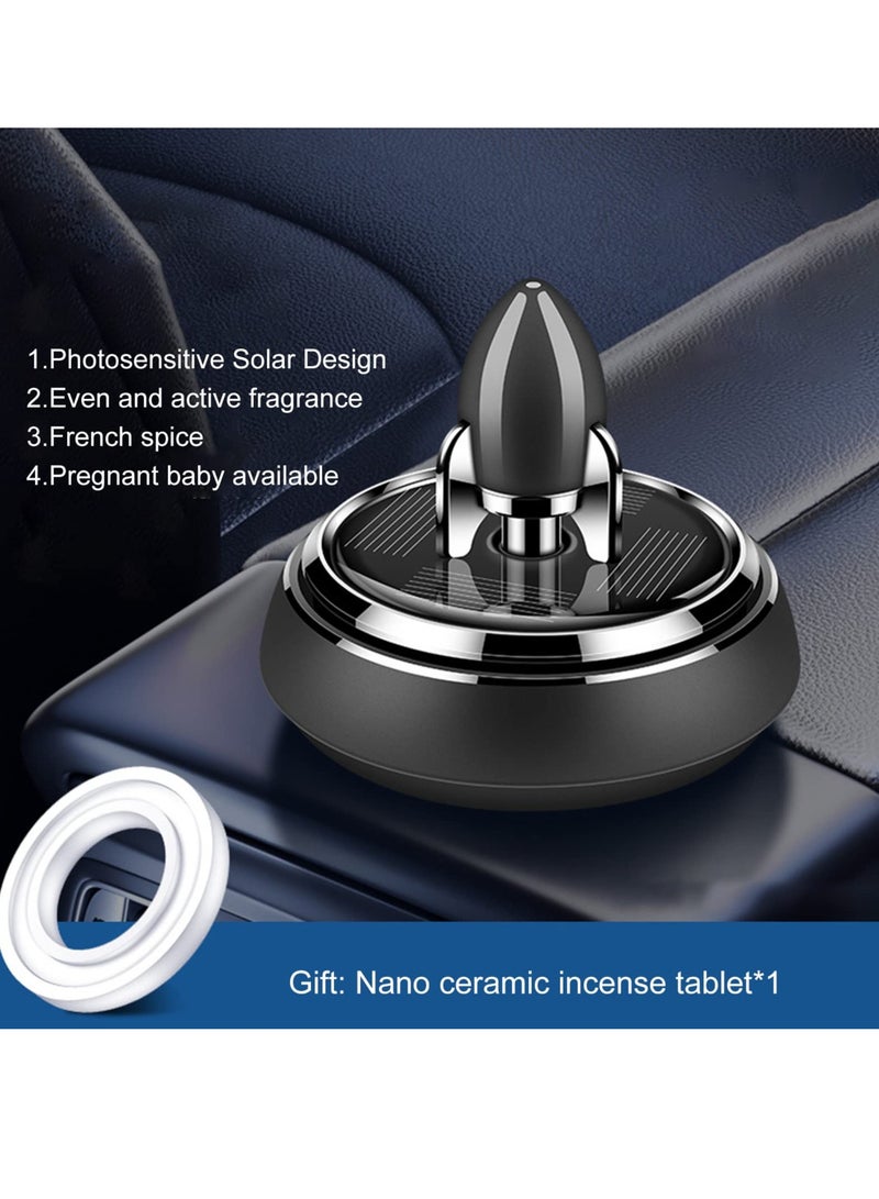 SYOSI Car Air Fresheners with Solar Rotating, Aluminium Alloy Rocket Car Aromatherapy Diffuser Airplane Interior Decoration Accessories Diffuser for Car Office Home (Black) - Image 2