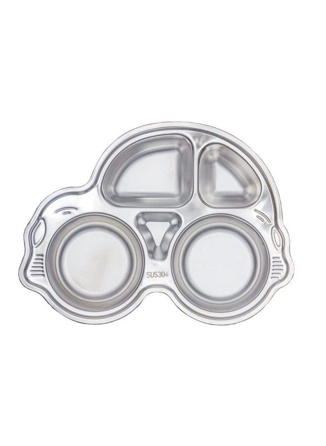 THEONI - Stainless Steel Divided Meal Plate Tray4 Compartments Dinner Dish For Baby Toddler Kids Feeding Setcar Shape Bpafree Safe Fun Nontoxic Heavy Duty - Image 1