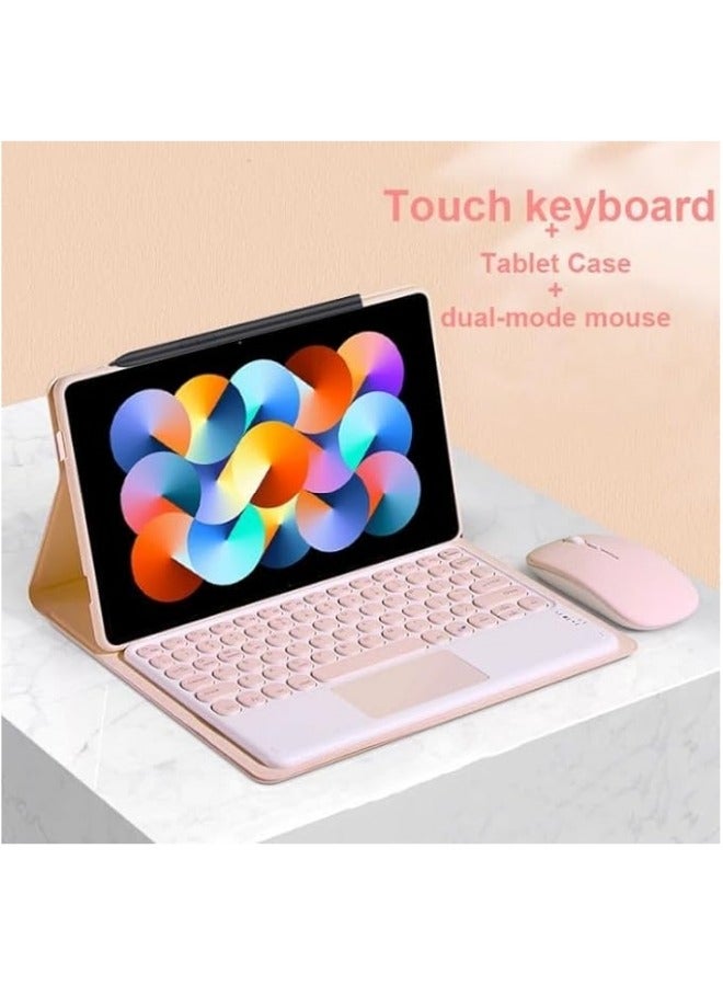 Keyboard Case Compatible with Lenovo Xiaoxin Pad 2024 11Inch Tablet, Retro Round Key with Mouse Cute Color Keyboard With Detachable Touch Keyboard Cover - Image 2