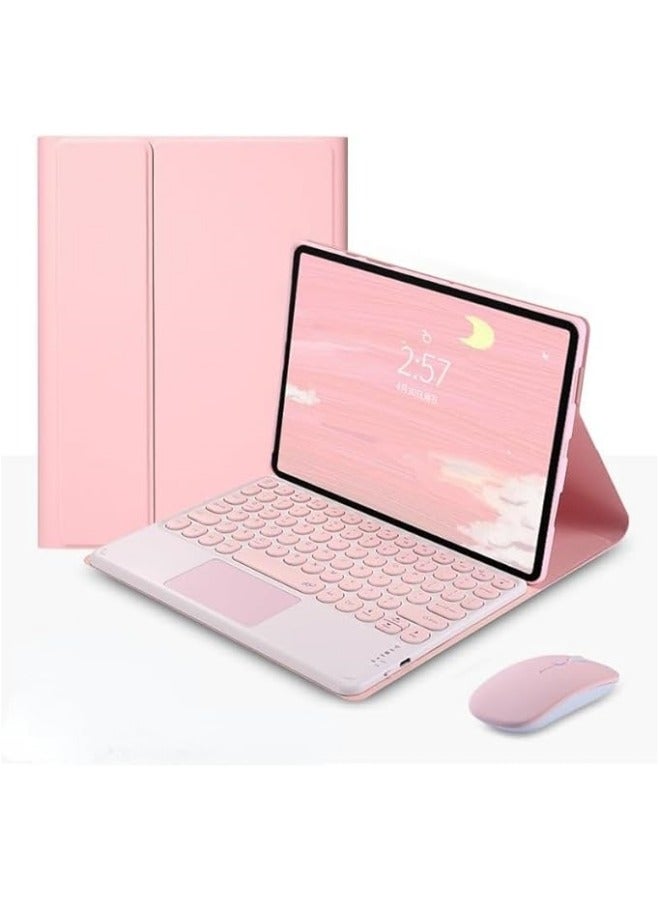 Keyboard Case Compatible with Lenovo Xiaoxin Pad 2024 11Inch Tablet, Retro Round Key with Mouse Cute Color Keyboard With Detachable Touch Keyboard Cover - Image 1