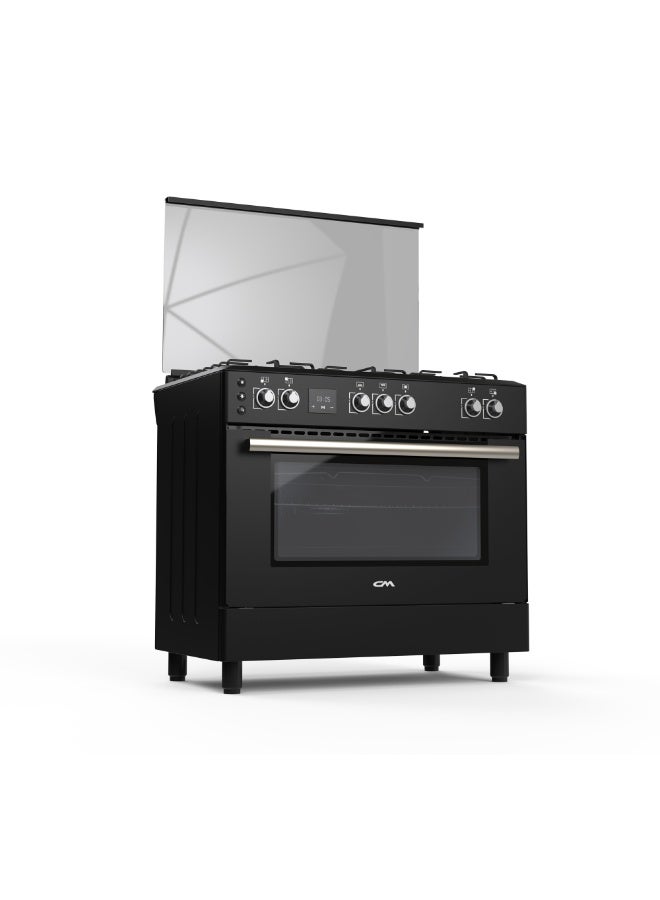 CM 90GGBFS 90cm Gas Cooker – 5 Burners, 120L Oven Capacity, Full Ignition, Digital Timer & Full Glass Lid Cover – Black Finish - Image 5
