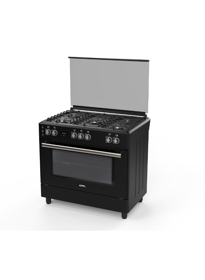 CM 90GGBFS 90cm Gas Cooker – 5 Burners, 120L Oven Capacity, Full Ignition, Digital Timer & Full Glass Lid Cover – Black Finish - Image 4