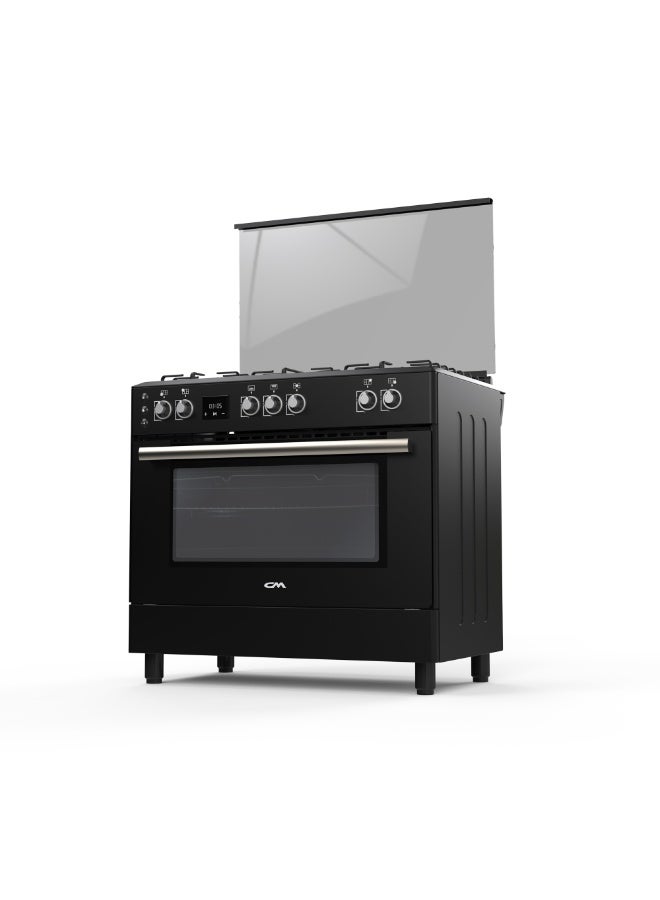 CM 90GGBFS 90cm Gas Cooker – 5 Burners, 120L Oven Capacity, Full Ignition, Digital Timer & Full Glass Lid Cover – Black Finish - Image 3