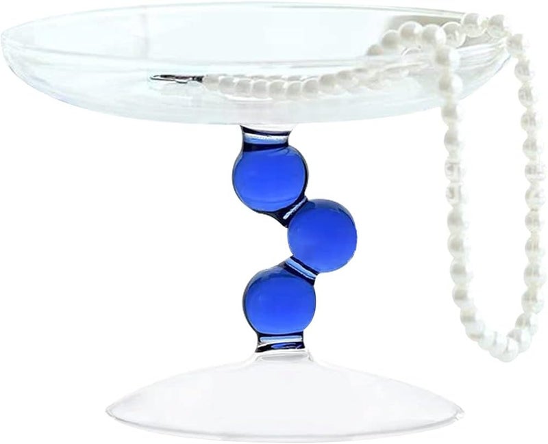 Kelendle Centerpiece Fruit Bowl Countertop Fruit Basket Glass Fruit Stand Round Jewelry Tray Wide Footed Candy Bowl Clear Snack Holder Table Ring Display Tray for Wedding Birthday Party DecorBlue - Image 1