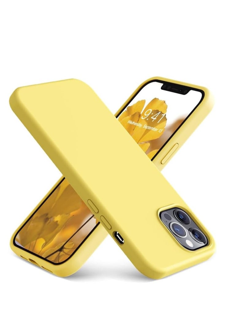 Compatible with iPhone 14 Pro Case 6.1, Slim Liquid Silicone 3 Layers Full Covered Soft Gel Rubber Phone Case Protective Cover with Microfiber Lining 6.1 inch-yellow - Image 2