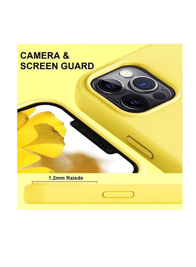 Compatible with iPhone 14 Pro Case 6.1, Slim Liquid Silicone 3 Layers Full Covered Soft Gel Rubber Phone Case Protective Cover with Microfiber Lining 6.1 inch-yellow - Image 4