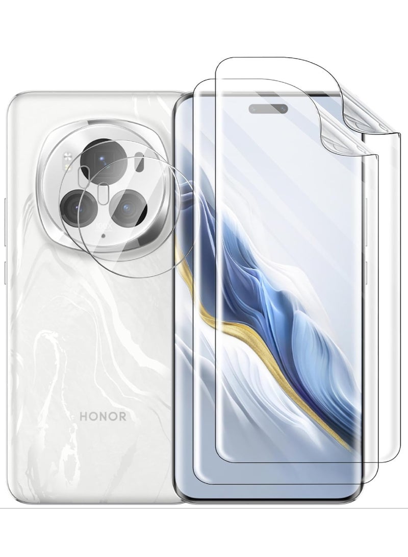 General Honor Magic6 Pro 5G Screen Protector, 2 Pack Flexible Screen Protector + 2 Pack Tempered Glass Camera Lens Protector, HD, Anti-Scratch  - Image 1