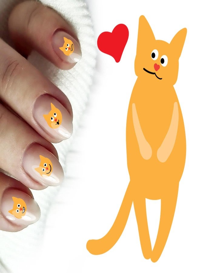 Flonz Nail Stickers Decals (5 Sheets) FLONZNAIL Cute Funny Orange Cat Faces and Poses Nail Decor Transfer Vintage Styled Stickers - Image 1