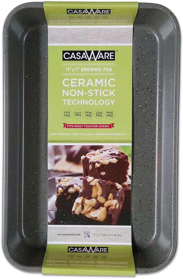 casaWare casaWare Toaster Oven Baking Pan 7 x 11inch Ceramic Coated NonStick Silver Granite  - Image 1