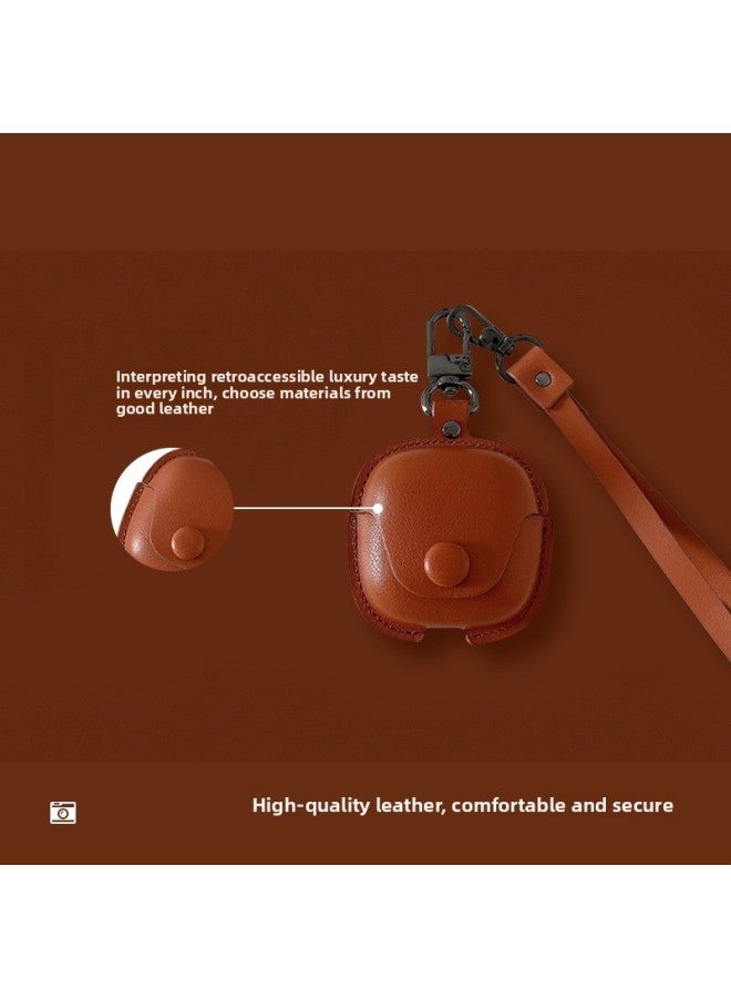 Suitable For Millet Buds5 Headphone Case Red Rice Buds5pro Leather Protective Case Millet Buds4pro Protective Case-color:Brown Leather Case [includes Short Hand Lanyard]-Model:For XiaomiTrue Wireless Noise Reduction Headphones 3pro - Image 3