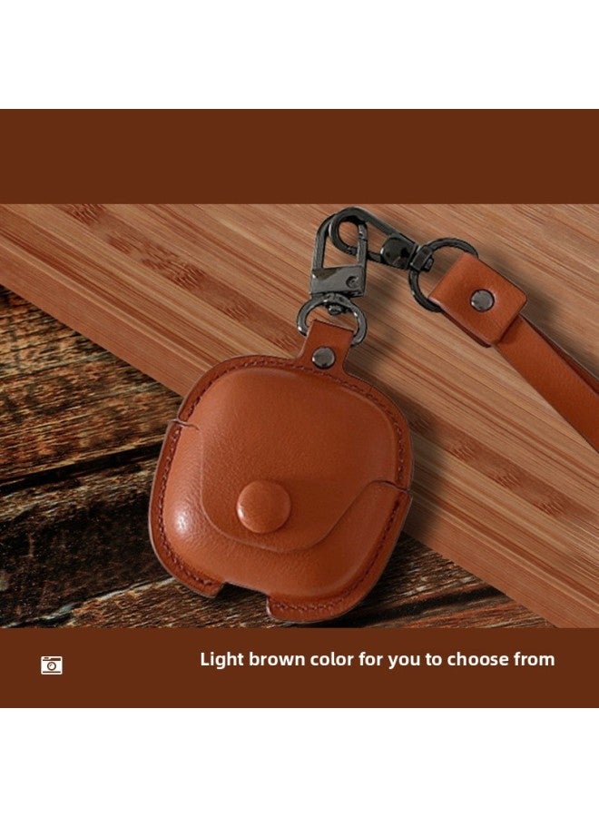 Suitable For Millet Buds5 Headphone Case Red Rice Buds5pro Leather Protective Case Millet Buds4pro Protective Case-color:Brown Leather Case [includes Short Hand Lanyard]-Model:For XiaomiTrue Wireless Noise Reduction Headphones 3pro - Image 1
