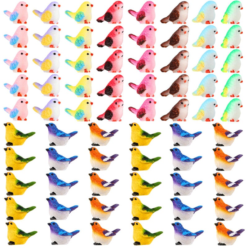 ZhouBoat 70 Pcs Mini Resin Birds Figurines - Miniature Birds, Tiny Resin Animals for Garden, Micro Landscape Ornaments, Cake Topper, Dollhouse Accessories - Image 1