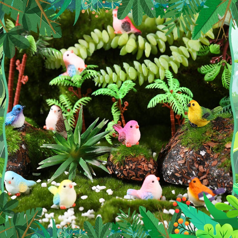 ZhouBoat 70 Pcs Mini Resin Birds Figurines - Miniature Birds, Tiny Resin Animals for Garden, Micro Landscape Ornaments, Cake Topper, Dollhouse Accessories - Image 4