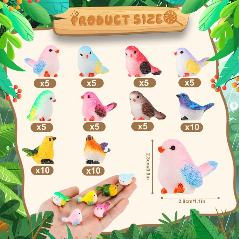 ZhouBoat 70 Pcs Mini Resin Birds Figurines - Miniature Birds, Tiny Resin Animals for Garden, Micro Landscape Ornaments, Cake Topper, Dollhouse Accessories - Image 2