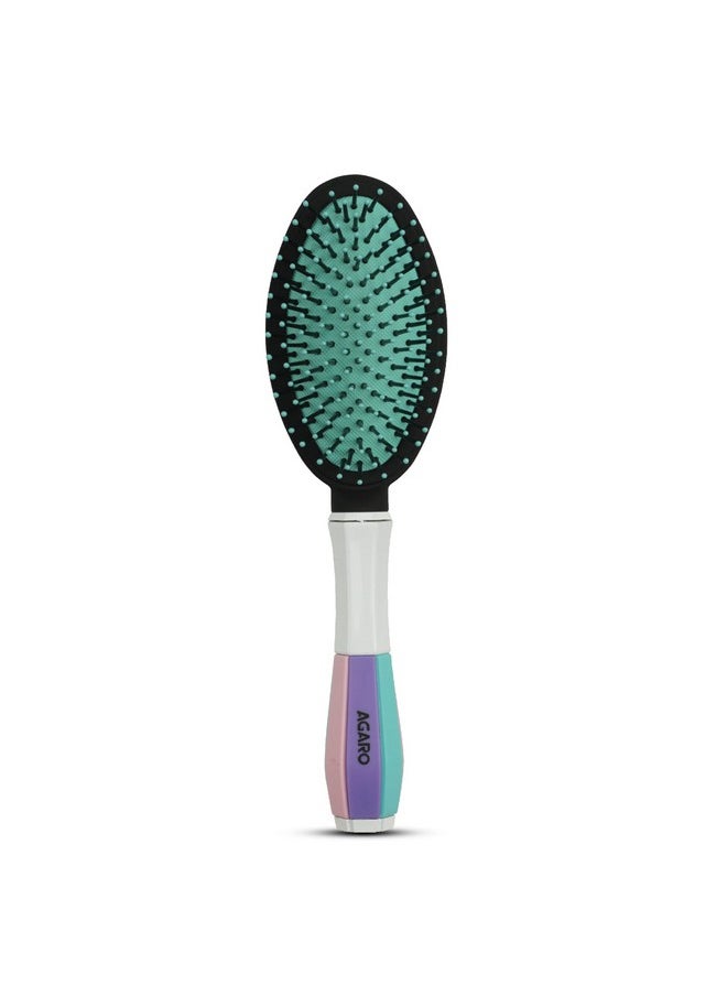 AGARO Classic Cushion Hair Brush With Strong & Flexible Nylon Bristles, Having Anti-Static Ball Tips, For Grooming, Straightening, Detangling Hair, Ideal For Men & Women, Cyan  - Image 1