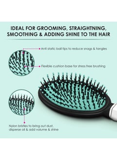 AGARO Classic Cushion Hair Brush With Strong & Flexible Nylon Bristles, Having Anti-Static Ball Tips, For Grooming, Straightening, Detangling Hair, Ideal For Men & Women, Cyan  - Image 2