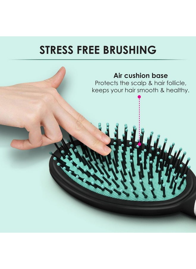 AGARO Classic Cushion Hair Brush With Strong & Flexible Nylon Bristles, Having Anti-Static Ball Tips, For Grooming, Straightening, Detangling Hair, Ideal For Men & Women, Cyan  - Image 4