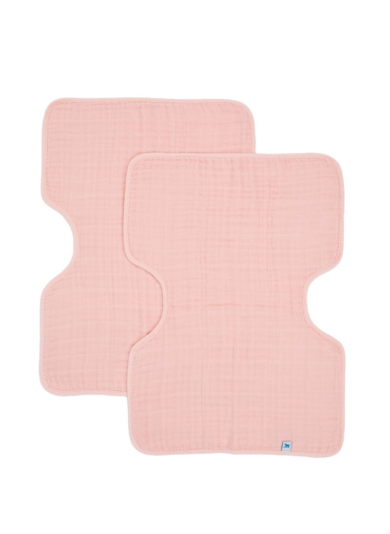 little unicorn - Cotton Muslin Burp Cloth 2 Pack Rose Petal - Image 1