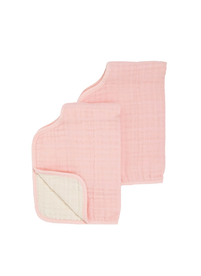 little unicorn - Cotton Muslin Burp Cloth 2 Pack Rose Petal - Image 1