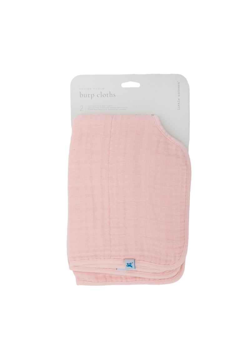 little unicorn - Cotton Muslin Burp Cloth 2 Pack Rose Petal - Image 1