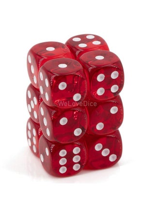 Chessex Translucent 16mm d6 Red w/White Dice Block 12 pipped dice - pzsku/ZFC1EF5F6DC2A90582A41Z/45/1750153960/f6a357f7-0519-4b93-bc4a-67f560c59a8b