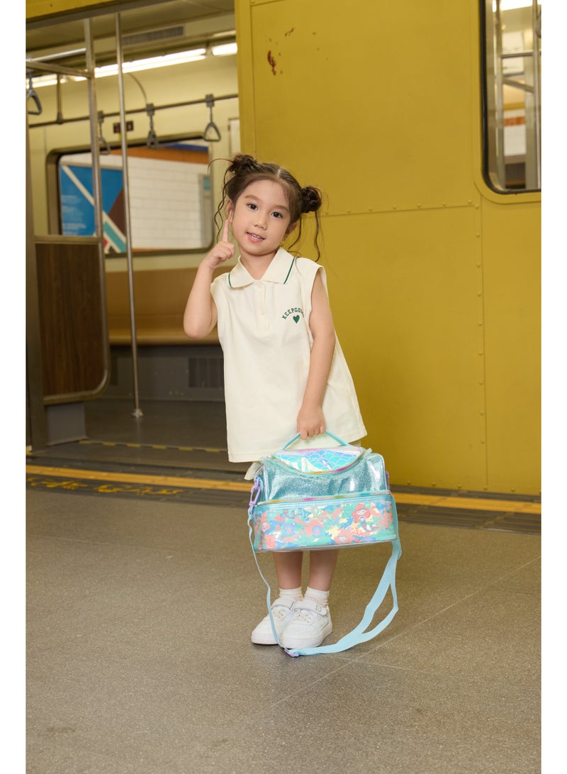 VEST Teal Mermaid Scale Double Layer Kids Lunch Bag Portable Insulated Waterproof Bento Lunch Bag Kids Lunch Bag 17cm×26.5cm×17.5cm - Image 3
