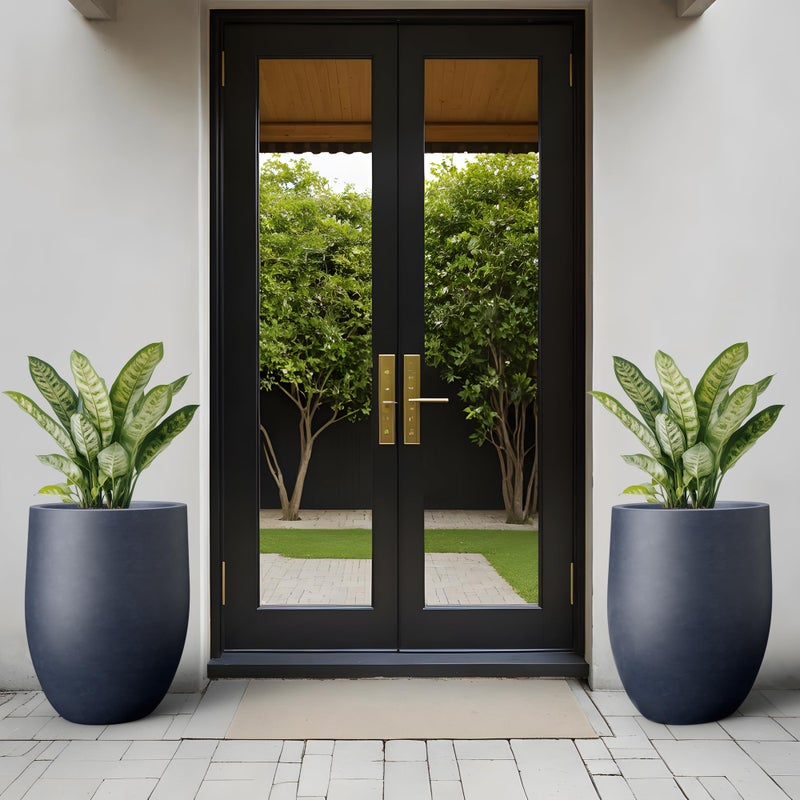 Kante Tall Concrete Planter, 21.7-Inch Height Charcoal Large Indoor Outdoor Plant Pot with Drainage Hole for Patio Garden Home, Modern Decor for Flowers and Tree - Image 3