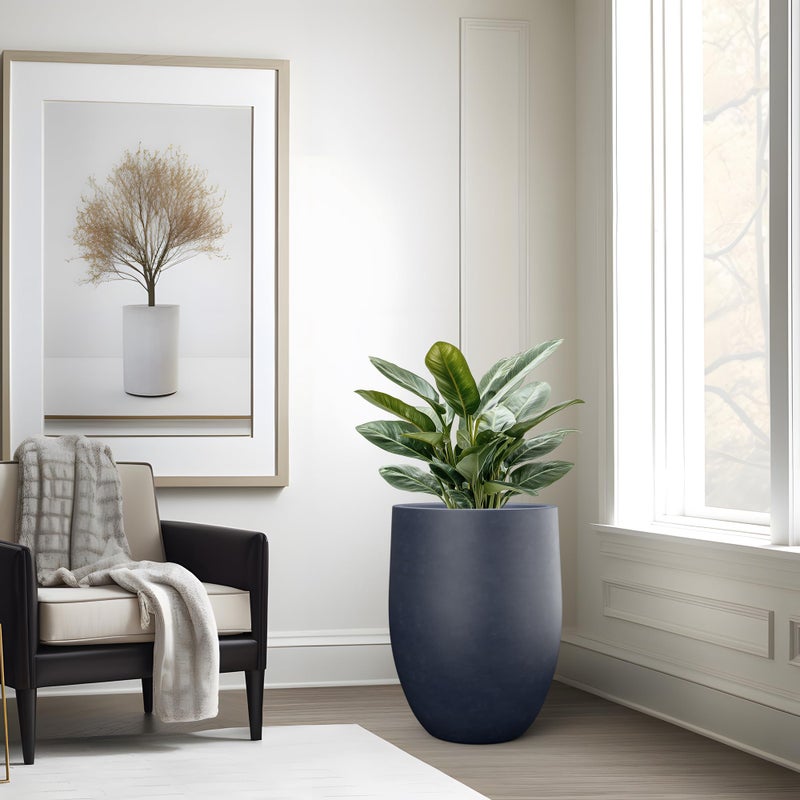 Kante Tall Concrete Planter, 21.7-Inch Height Charcoal Large Indoor Outdoor Plant Pot with Drainage Hole for Patio Garden Home, Modern Decor for Flowers and Tree - Image 5