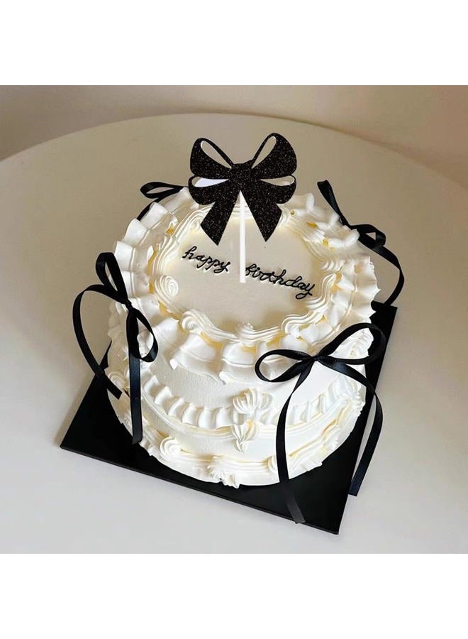 Doacpcr 20Pcs Black Bow Ribbon Cake Toppers, Bowknot Cake Toppers Coquette Birthday Party Cake Decorations for Wedding Graduation Bridal Baby Shower Bachelorette Party Supplies - Image 3