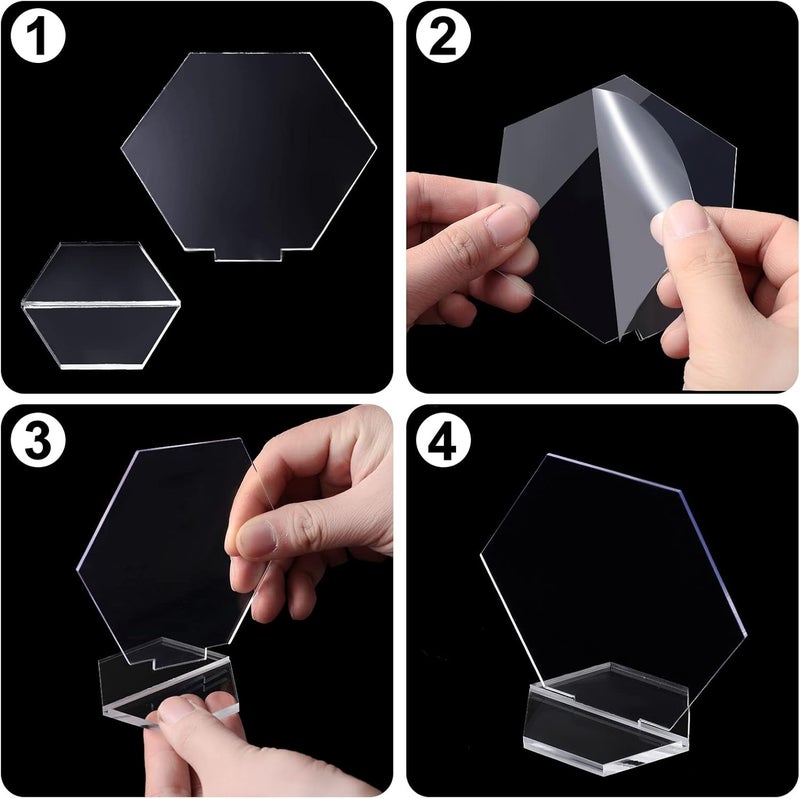 klarako Acrylic table numbers hexagon table numbers wedding Table Place Card With Holder Sublimation DIY Clear Table Name Cards For Wedding Reception Banquet Party Decoration (Classic Style,25 Pieces) - Image 3