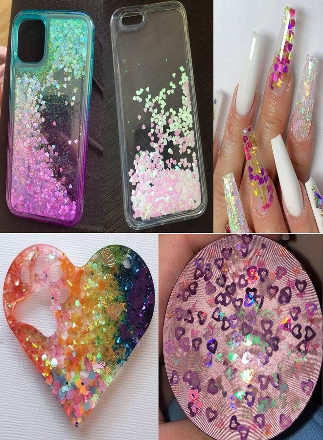 LuckForever 24 Colors Heart Nail Glitter Sequins Holographic Hearts Chunky Glitters Flakes Confetti for Nail Art Designs, Crafts, Resin Epoxy. (Heart) - Image 3