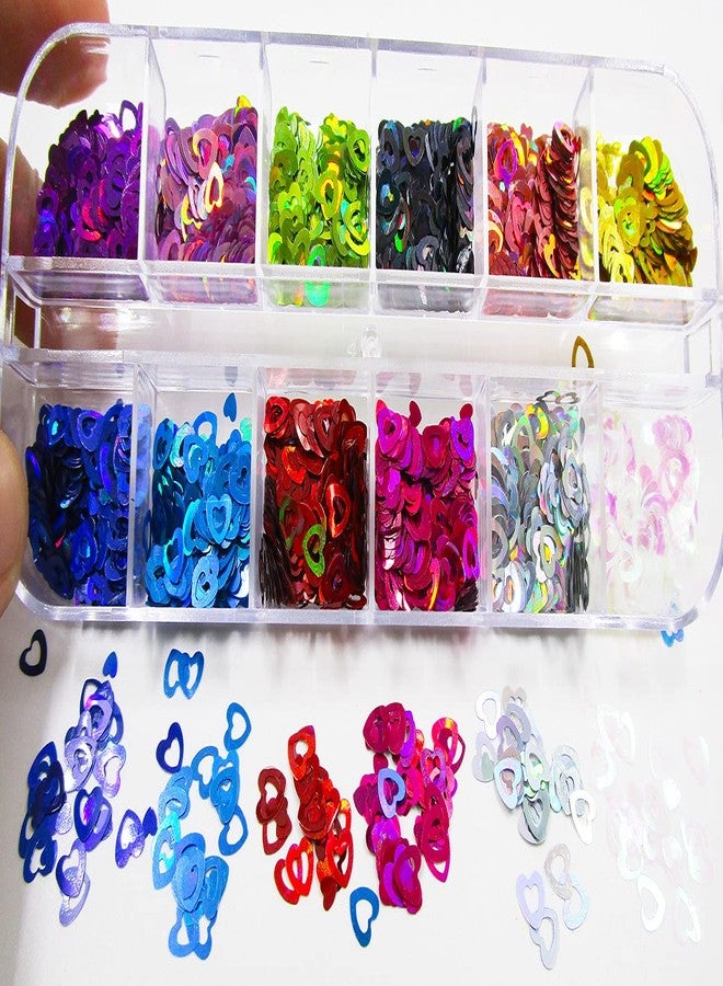 LuckForever 24 Colors Heart Nail Glitter Sequins Holographic Hearts Chunky Glitters Flakes Confetti for Nail Art Designs, Crafts, Resin Epoxy. (Heart) - Image 4