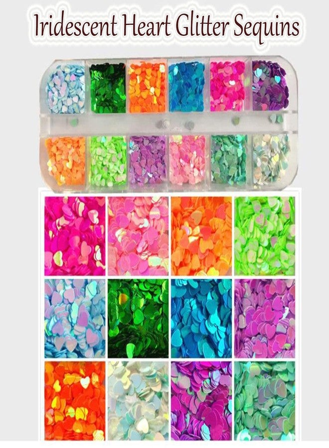 LuckForever 24 Colors Heart Nail Glitter Sequins Holographic Hearts Chunky Glitters Flakes Confetti for Nail Art Designs, Crafts, Resin Epoxy. (Heart) - Image 5