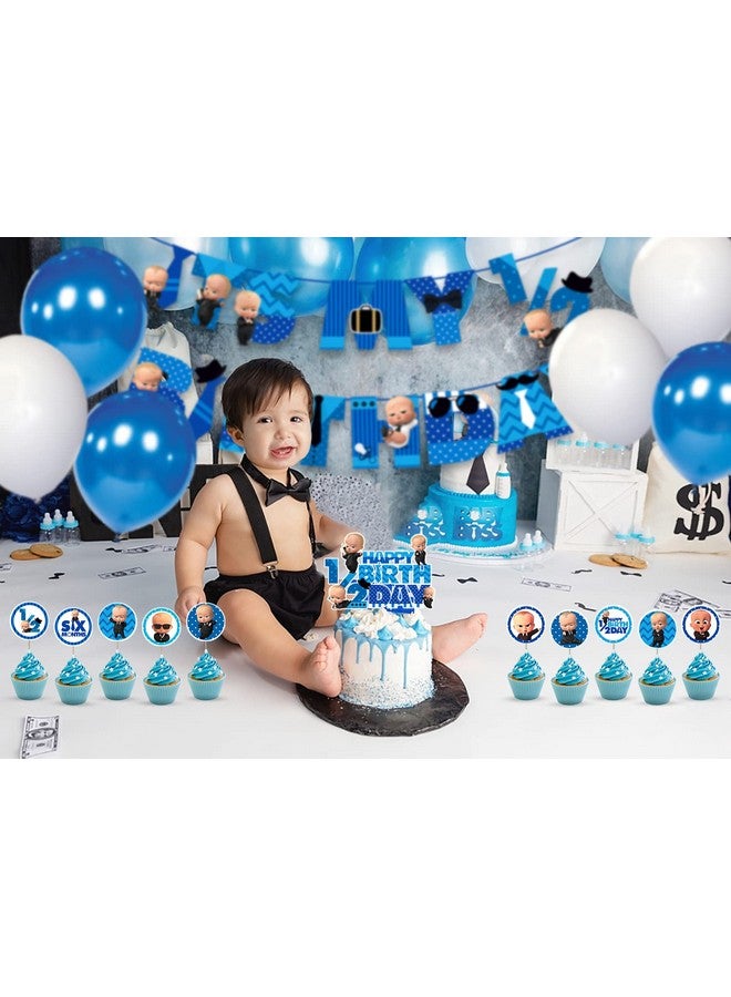Zyozique Baby Boss Half Birthday Party Supplies, Boss Baby 1/2 Birthday Party Decorations for Boys with Its My Birthday Paper Banner Cake Topper Cupcake Toppers Balloons(Pack of 37) - Image 5